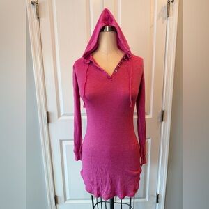 Pink Shimmer Hooded Long Sleeve Tunic Top Mini Dress XS Candie’s